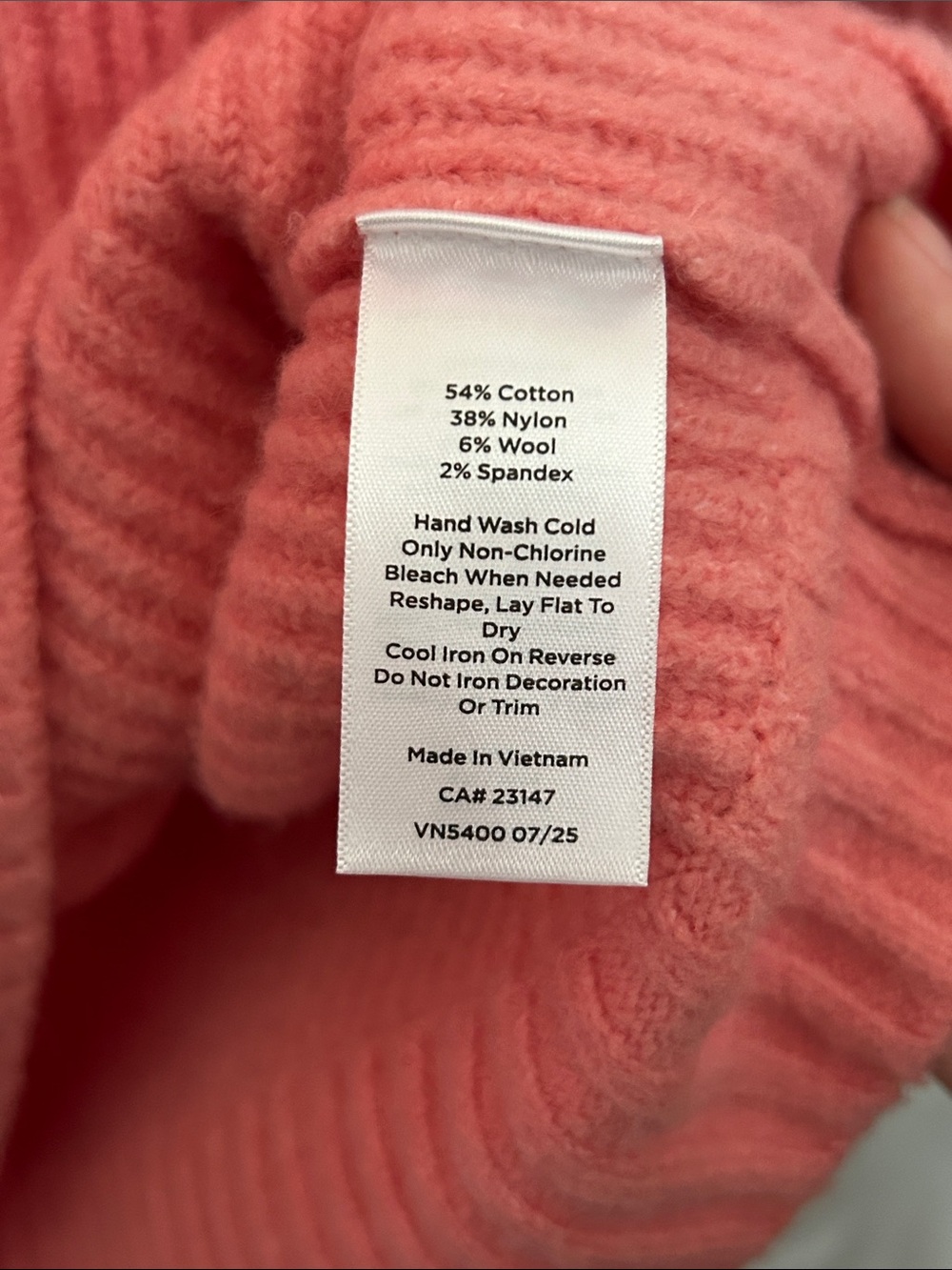 Talbots Coral Pink Ribbed Mock-Neck Pullover - Picture 5 of 5